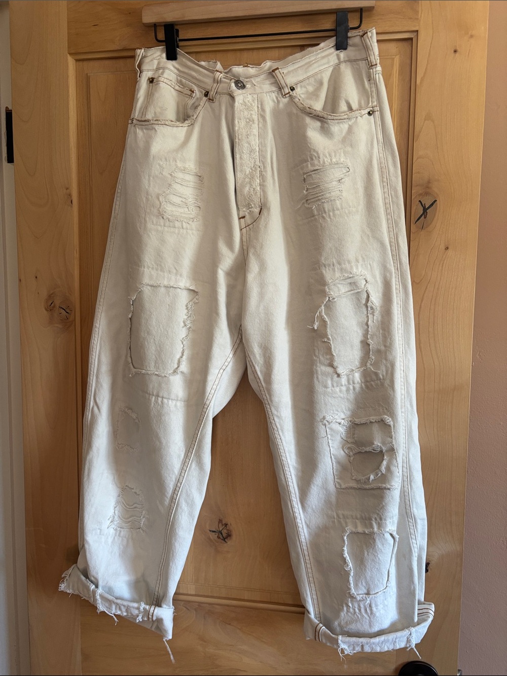 Magnolia Pearl Cream Distressed Relaxed Jeans